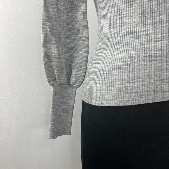 ARITZIA WILFRED Gray Wool Blend Balloon Sleeve Turtleneck Sweater Size 2XS - Picture 4 of 9